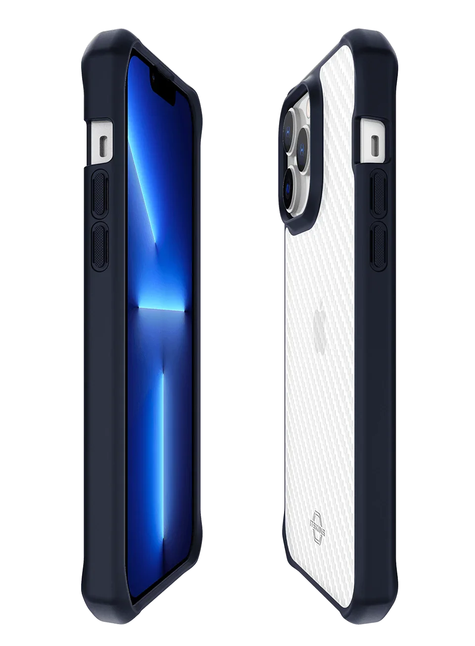 Itskins Hybrid Tek iPhone 14 Pro Max Case - Deep Blue And Transparent - Tashqila Itskins Hybrid Tek iPhone 14 Pro Max Case - Deep Blue And Transparent - Tashqila